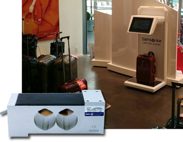 L6T-Wägezellen und Wägetransmitter integriert in Kofferscanner für Kabinengepäck